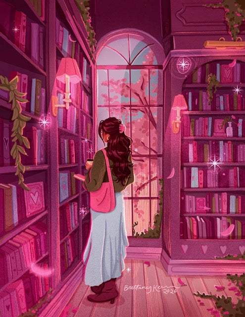 Romance Bookstore Art Print by Brittany Keller