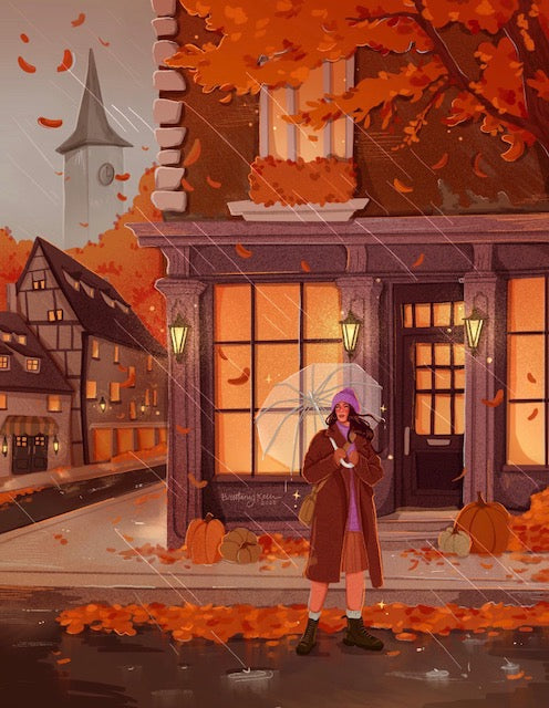 Autumn Rain Art Print by Birttany Keller